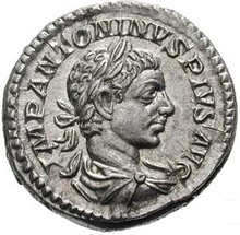  
Đồng denarius với chân dung Elagabalus. (Ảnh: Wikipedia)