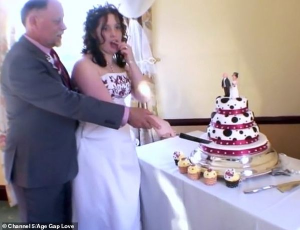 Family rift: Sarah and David, pictured at their wedding 10 years ago, reveal their union caused Sarah to be disowned by her mother and family in Channel 5 series Age Gap Love 