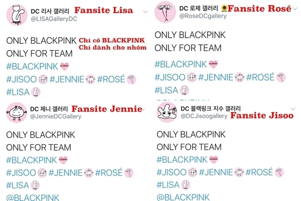  
Tất cả các fansite của các thành viên đều đăng bài có nội dung giống nhau (Ảnh: chụp màn hình).