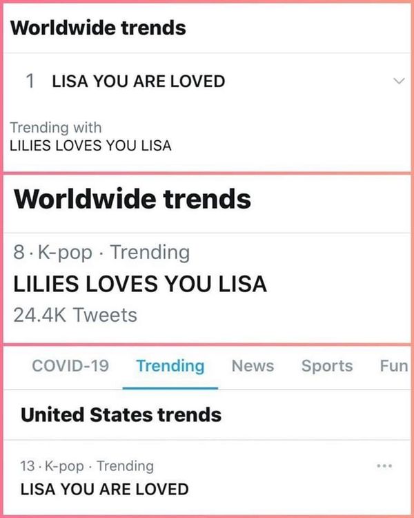  
Hashtag ủng hộ Lisa leo top thịnh hành của Twitter (Ảnh: Chụp màn hình) 