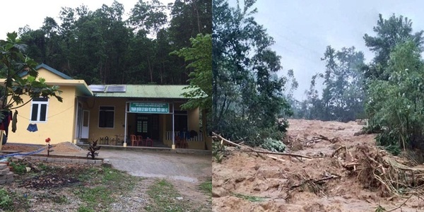  
Trạm bảo vệ rừng 67 trước và sau khi xảy ra sự cố. (Ảnh: Báo Thừa Thiên Huế)