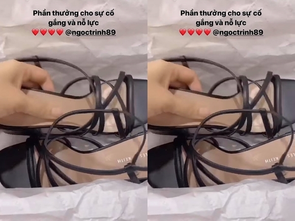  
Trên Instagram story trước đó, cô nàng chia sẻ vừa nhận được đôi giày hiệu từ "sếp tổng" cùng caption: "Phần thưởng cho sự cố gắng và nỗ lực". (Ảnh: Chụp màn hình) - Tin sao Viet - Tin tuc sao Viet - Scandal sao Viet - Tin tuc cua Sao - Tin cua Sao