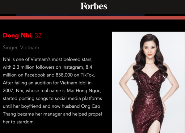  
Đông Nhi trong bài viết của tạp chí danh tiếng (Ảnh: Forbes) - Tin sao Viet - Tin tuc sao Viet - Scandal sao Viet - Tin tuc cua Sao - Tin cua Sao