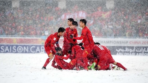  
Hình ảnh ăn mừng bàn thắng của các cầu thủ U23 Việt Nam. (Ảnh: VTV)