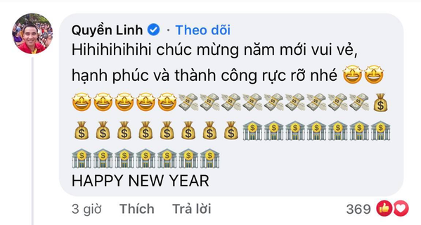  
Quyền Linh gửi lời chúc mừng năm mới đến gia đình Nam Thư. (Ảnh: Chụp màn hình)
