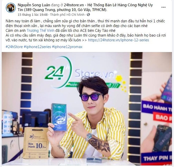  
Song Luân đăng tải hình ảnh mua sắm lên mạng xã hội Facebook, gửi lời cảm ơn Trương Thế Vinh đã giới thiệu cho nam ca sĩ biết đến 24hStore - Tin sao Viet - Tin tuc sao Viet - Scandal sao Viet - Tin tuc cua Sao - Tin cua Sao