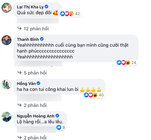  
NSND Hồng Vân, Hoàng Anh... chúc mừng khi Minh Luân công khai bạn gái (Ảnh: Facebook nhân vật)