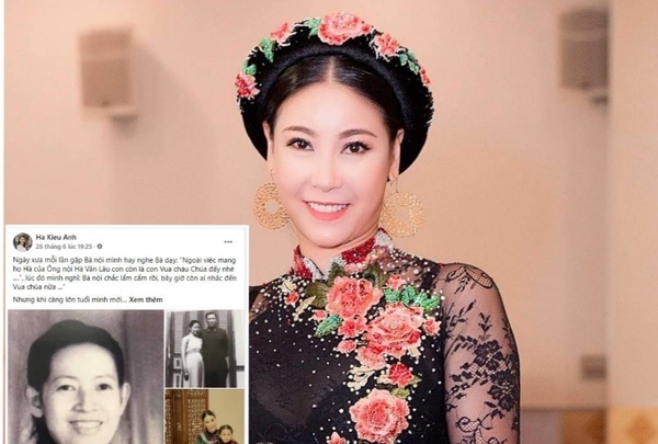  
Bài viết ban đầu của Hà Kiều Anh cốt nhắc đến người bà quá cố của mình, kèm theo một số thông tin về gia tộc. (Ảnh: Facebook nhân vật)