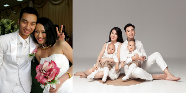 
MC Thành Trung trong đám cưới với vợ cũ (trái) và gia đình hạnh phúc hiện tại (phải). (Ảnh: Canva) - Tin sao Viet - Tin tuc sao Viet - Scandal sao Viet - Tin tuc cua Sao - Tin cua Sao