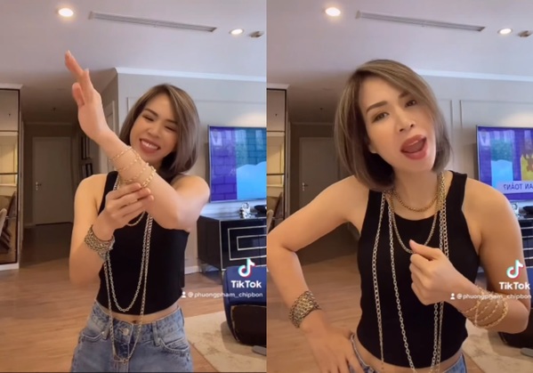    Hình ảnh hiện tại với tóc nhuộm màu trông cô nàng sành điệu hơn hẳn. (Ảnh: Tiktok nhân vật)