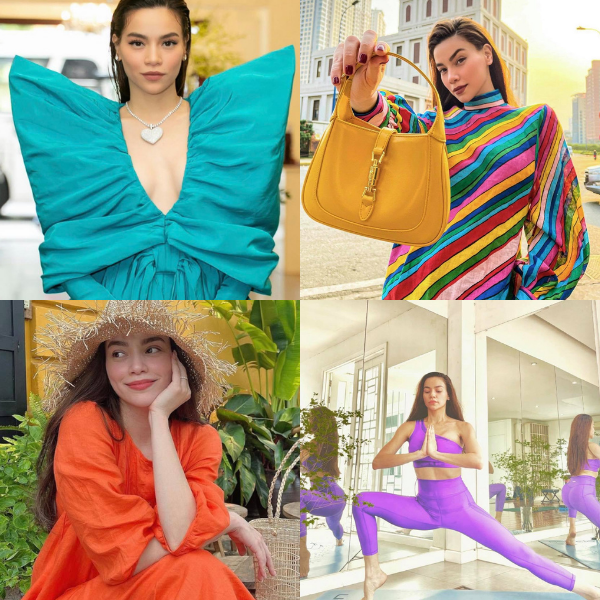    "Bà mẹ 3 con" Hồ Ngọc Hà cũng không lép vế khi diện các trang phục với gam màu tươi sáng ở mọi nơi từ sự kiện, dạo phố đến đồ tập yoga. (Ảnh: IGNV)