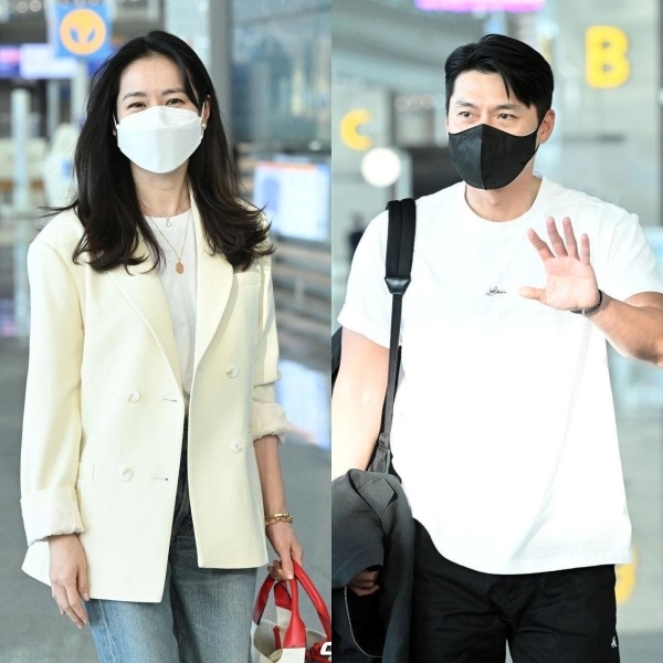 
Hyun Bin và Ye Jin cùng có mặt ở sân bay nhưng không phô trương tình cảm quá đà. (Ảnh: OSEN)