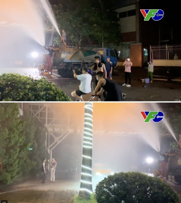 Tổ đạo cụ làm mưa có phần hơi quá tay. (Ảnh: VFC)