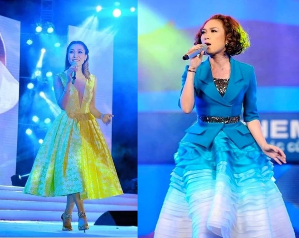    Gam màu trang phục nữ ca sĩ lựa chọn cũng bị cho rằng sến sẩm (Ảnh eva)