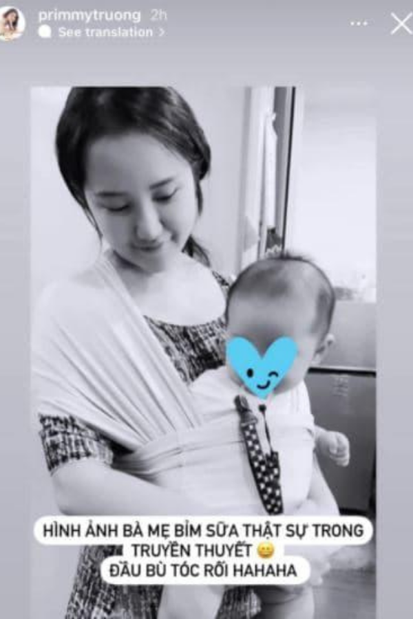    Nhiều người tỏ ra bất ngờ khi bà xã Phan Thành cũng có lúc trông xuề xòa như thế này. (Ảnh: IG primmytruong)