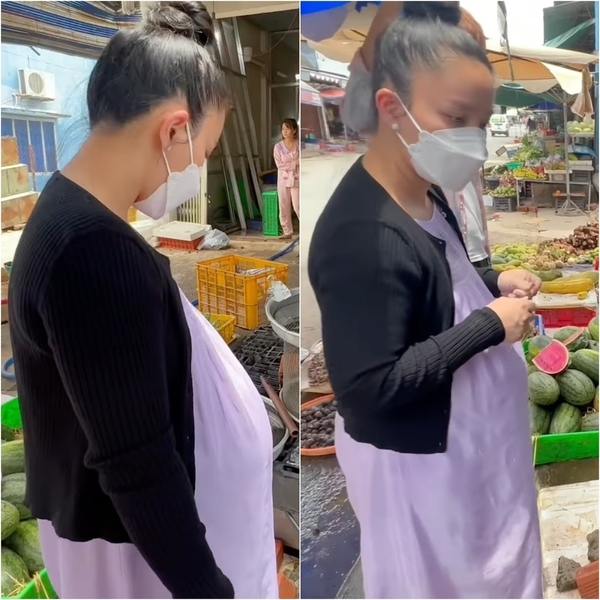  
Bà xã Dương Lâm tự mình đi chợ, chăm sóc gia đình. (Ảnh: Facebook Lê Dương Bảo Lâm)