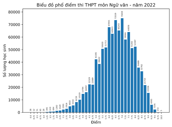  
Năm nay, phổ điểm môn Ngữ văn tập trung vào thang điểm 6 - 7,5. (Ảnh: Vietnamnet)