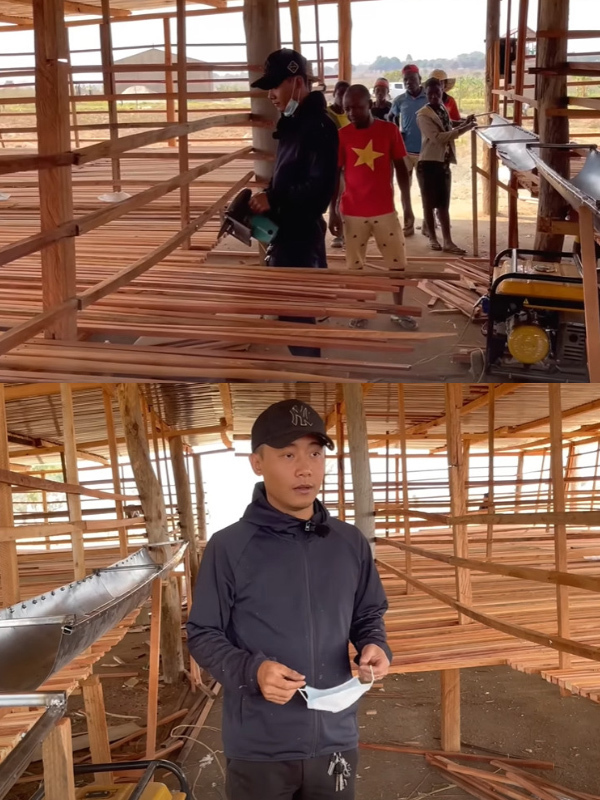  Khu chuồng trại cao ráo và sạch sẽ dùng để nuôi dê của team Quang Linh. (Ảnh: YouTube Quang Linh Vlogs - Cuộc Sống ở Châu Phi)