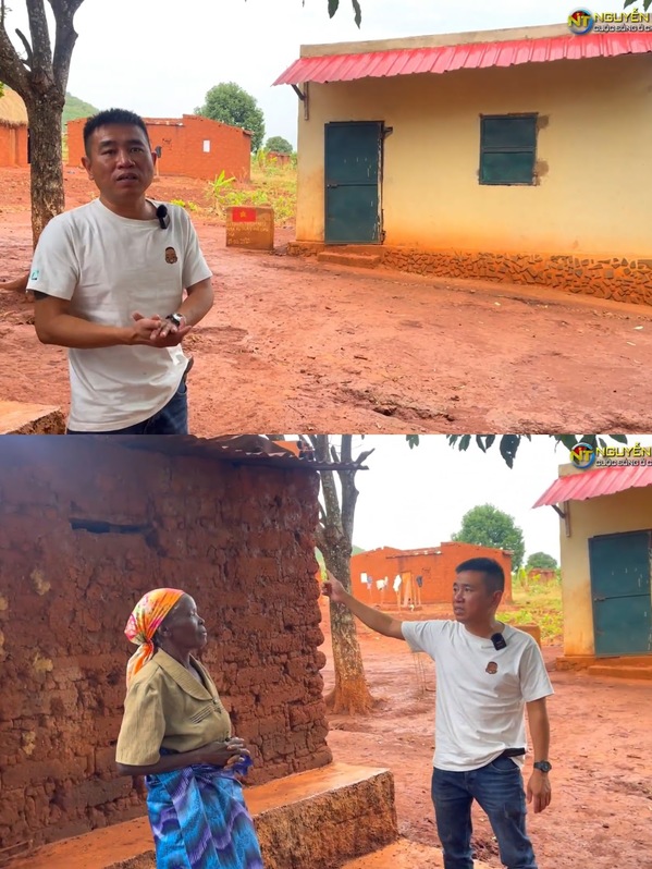  Bà cụ này là một trong hai người già được Quang Linh xây nhà cho. (Ảnh: YouTube Nguyễn Tiến - Cuộc sống châu Phi)