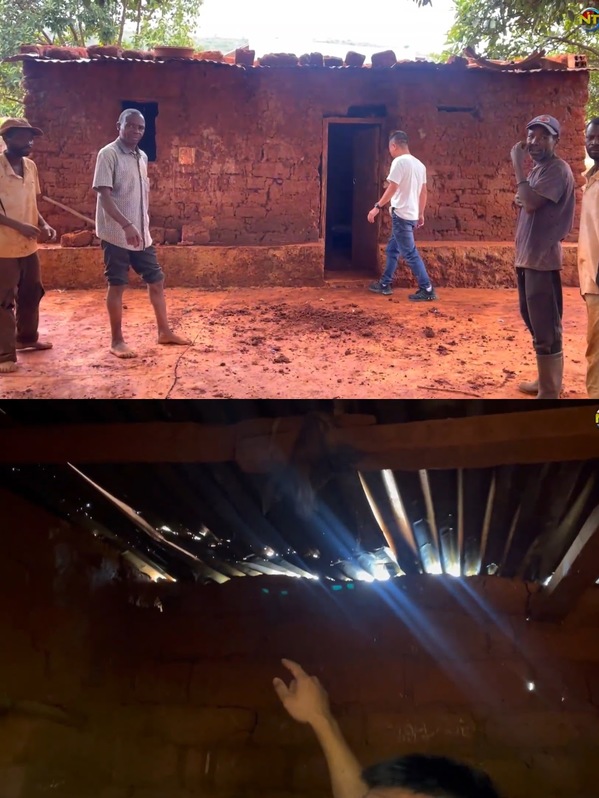  Nguyễn Tiến quyết định tài trợ 9 mái tôn để khắc phục căn bếp của bà. (Ảnh: YouTube Nguyễn Tiến - Cuộc sống châu Phi)