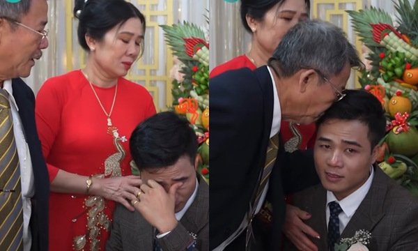  Gia đình Thương dành cho Khánh cử chỉ vô cùng tình cảm trong đám cưới của 2 người. (Ảnh: FB Tô Đình Khánh)