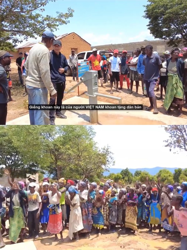 Người dân hạnh phúc vì sắp có giếng nước sạch để có sinh hoạt. (Ảnh: YouTube Quang Linh Vlogs)