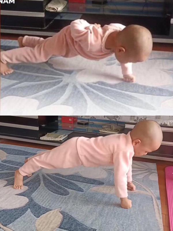  
Cậu bé thậm chí còn có thể chống đẩy bằng 1 tay. (Ảnh: Weibo)