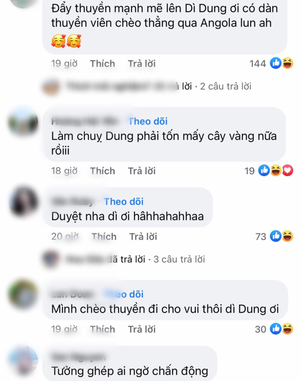  
Mọi người đều tỏ ra thích thú khi thấy “bà trùm hoa hậu” công khai “đẩy thuyền”. (Ảnh: FB Phạm Kim Dung)