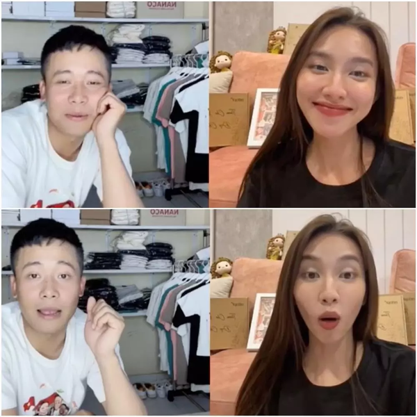  
Những tương tác ngọt ngào của cặp đôi trong buổi livestream khiến dân tình “đứng ngồi không yên”. (Ảnh: TikTok Phạm Quang Linh)