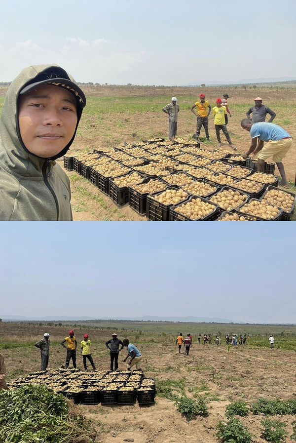  
Các nông sản ở trang trại của Quang Linh được chính các thành viên trong team mang đi bán. (Ảnh: FB Quang Linh Vlogs)