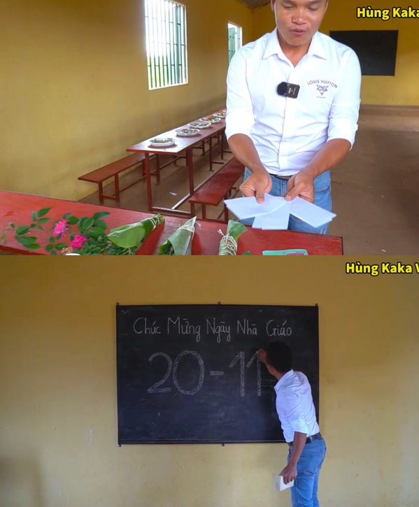 Team Châu Phi chuẩn bị cho buổi lễ 20/11. (Ảnh: YouTube Hùng KaKa Vlogs - Cuộc sống ở Châu Phi)