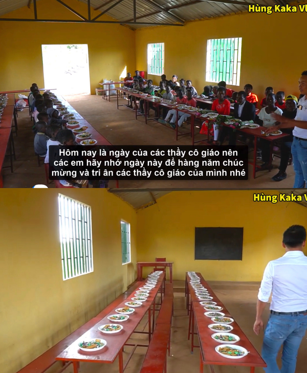  
Mọi người đã có một buổi liên hoan vui vẻ. (Ảnh: YouTube Hùng KaKa Vlogs - Cuộc sống ở Châu Phi)