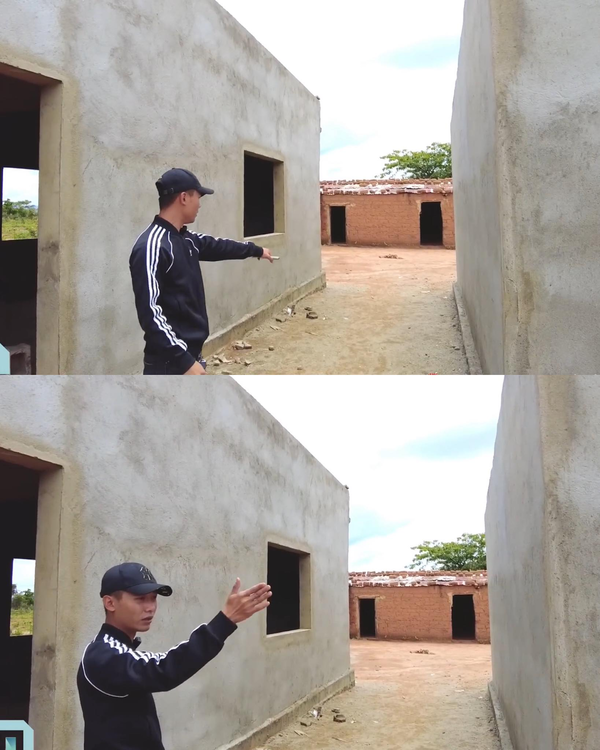  
Anh hy vọng trường học sẽ được hoàn thiện toàn bộ trong năm nay. (Ảnh: YouTube Quang Linh Vlogs)