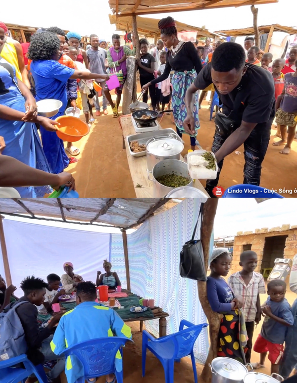  Không chỉ bán mang về, Lindo còn chuẩn bị sẵn bàn ghế để người dân có thể ngồi ăn tại quán. (Ảnh: YouTube Lindo Vlogs - Cuộc Sống ở Châu Phi)