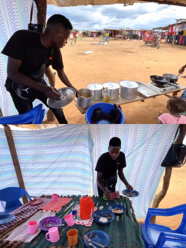  Quán cơm của Lindo bán hết sạch sau một khoảng thời gian ngắn. (Ảnh: YouTube Lindo Vlogs - Cuộc Sống ở Châu Phi)