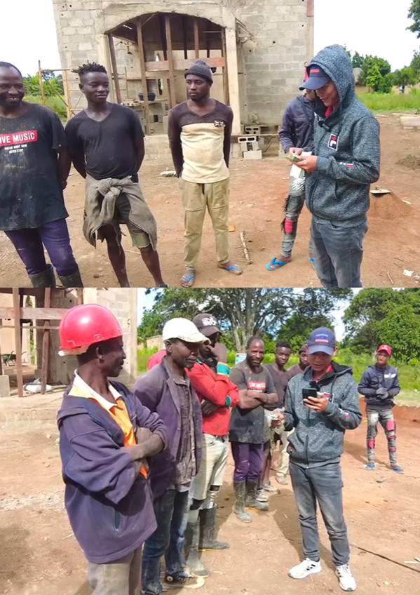  Linh Philip tính toán tiền lương cụ thể, gửi cho từng người. (Ảnh: YouTube Linh Philip Vlogs - Cuộc Sống ở Châu Phi)