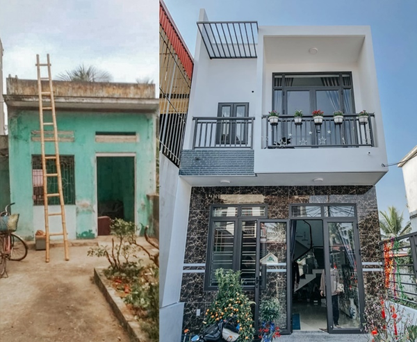 Căn nhà cũ và căn nhà mới xây của gia đình Thùy Trang. (Ảnh: FB Thùy Trang)