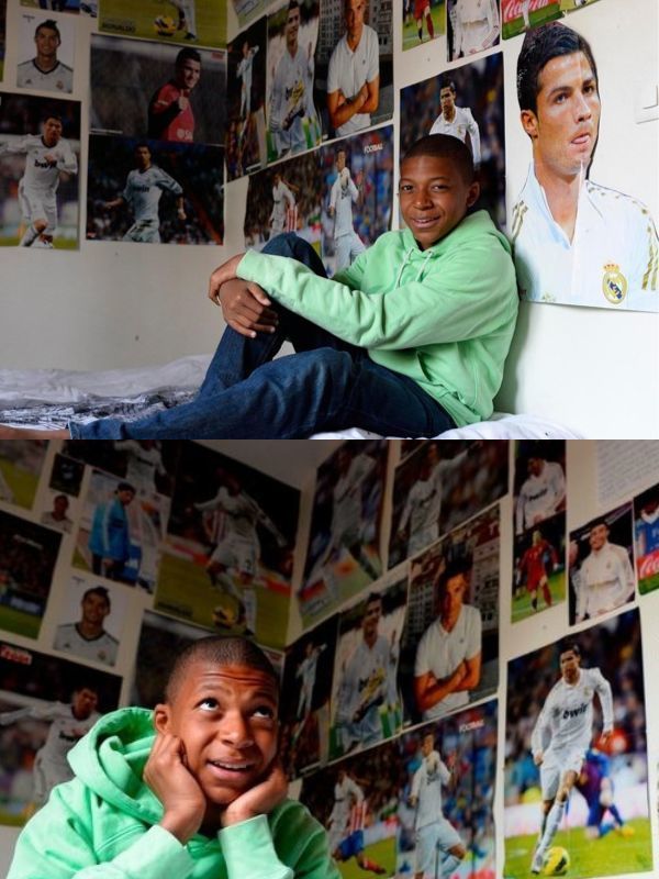  Căn phòng nhỏ của thời Mbappé còn bé toàn hình bóng của Ronaldo. (Ảnh: Skyport)