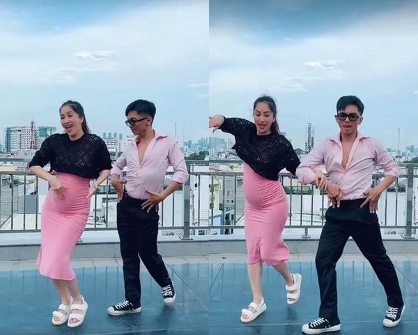  
Khánh Thi và chồng khiêu vũ trong video gần đây. Ảnh: Khánh Thi