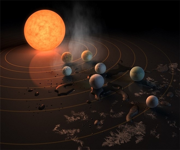 Minh họa hệ sao TRAPPIST-1. Ảnh: NASA.