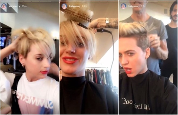 Chia tay Orlando Bloom, Katy Perry cắt tóc giống Miley thời nổi loạn