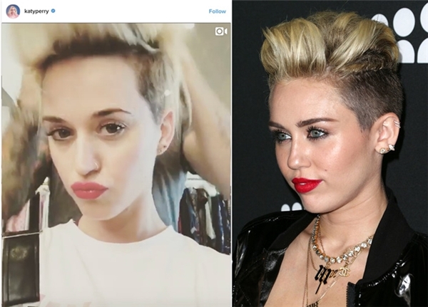 Chia tay Orlando Bloom, Katy Perry cắt tóc giống Miley thời nổi loạn