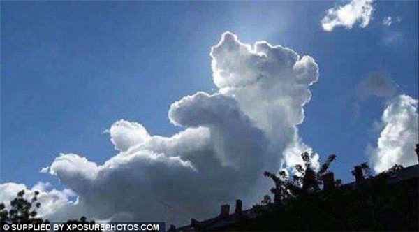 
Đám mây hình chú gấu Pooh trên bầu trời Dorset, Anh vào cuối tháng 7/2016.