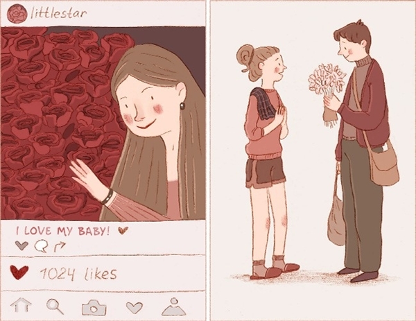 Một bó hồng 999 bông được kí gửi qua chuyển phát nhanh cũng không bằng một bó hoa dại ven đường được người ấy trao tận tay. Tình yêu khác với "say nắng" là ở đó đó.