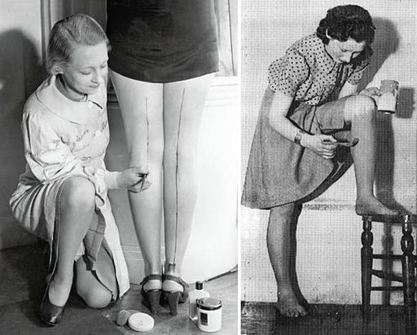 Vào thế chiến thứ 2, phụ nữ nhiều nơi ở Mỹ đã sử dụng đủ loại màu vẽ khác nhau để trang trí chân mình. Được biết, do nguyên liệu sản xuất tất rất khan hiếm nên họ đành phải vẽ tất lên chân bằng màu hay nước ép trái cây. Thậm chí, vào những năm 1940, các cửa hàng làm đẹp còn mở ra dịch vụ sơn chân để đáp ứng nhu cầu của khách hàng.