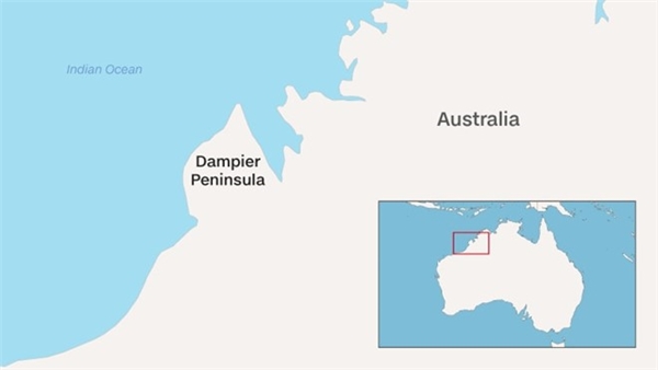 
Khu vực phát hiện ra dấu chân khủng long khổng lồ ở Úc.