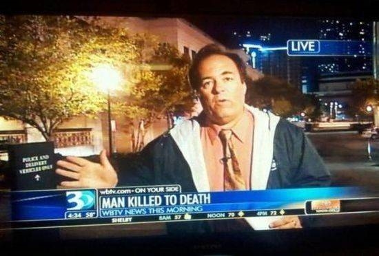 
Đài truyền hình được phen muối mặt vì dòng chữ chạy trên màn hình: “Một người đàn ông bị giết đến chết”. “Chất” lắm, ông bạn tôi!