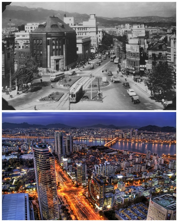 
Seoul, Hàn Quốc: 1950 so với hiện tại.