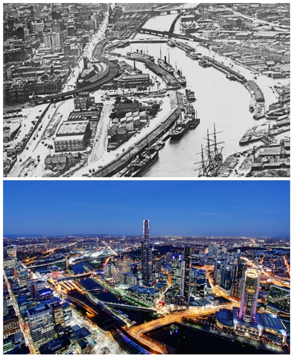 
Melbourne, Úc: 1920 và ngày nay.