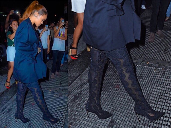 
Bí quyết "trị" giày cao gót của Rihanna nằm việc chuyển trọng tâm xuống phần mũi giày khi di chuyển.